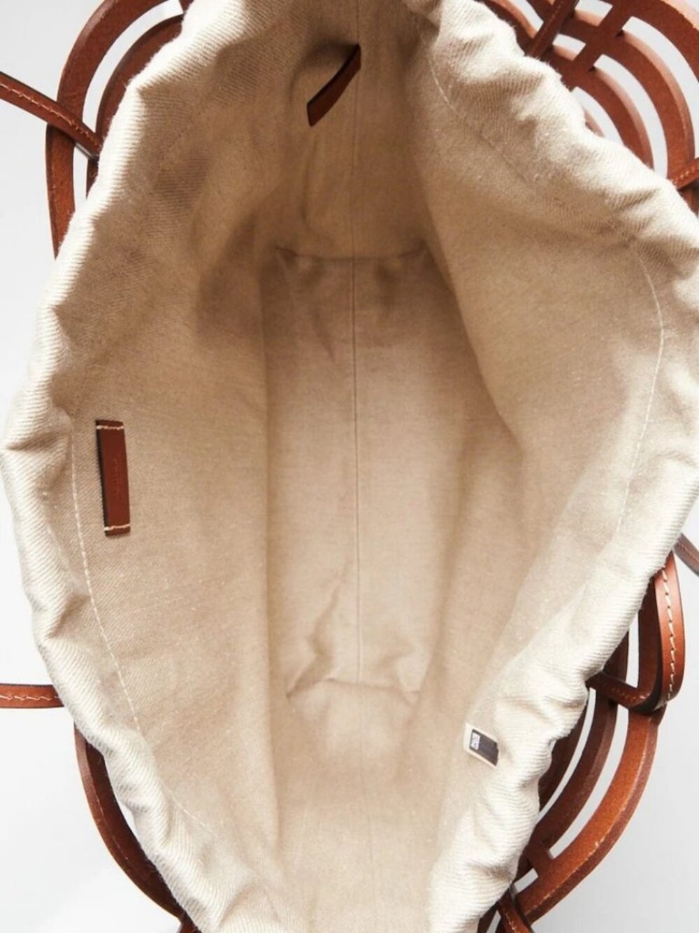 Chloe Brown/Beige Leather/Canvas Kayan Perforated Medium Tote Bag - Picture 12 of 12
